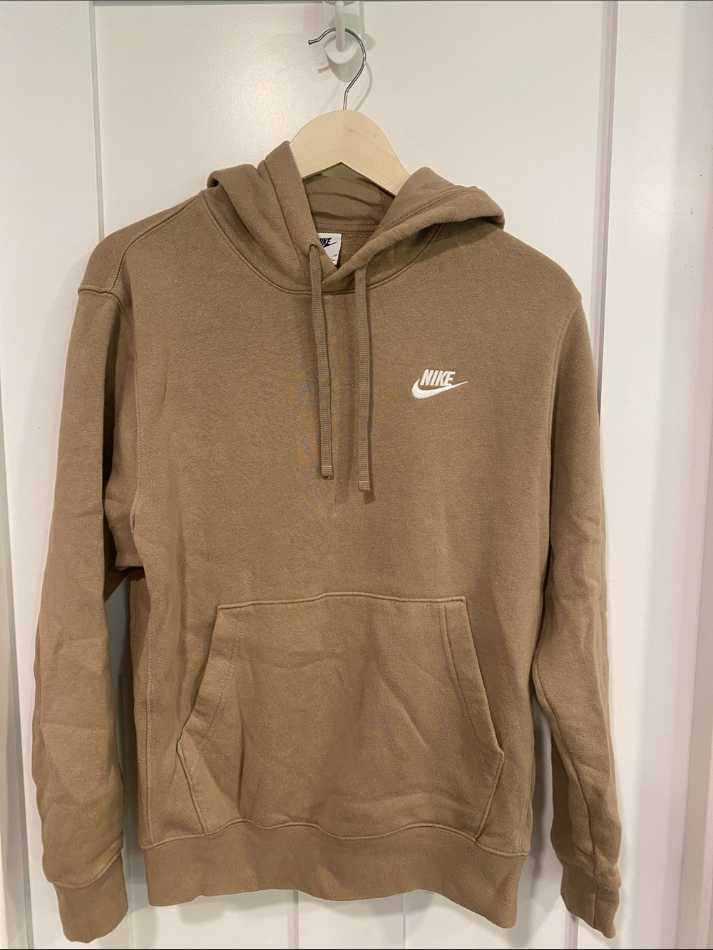 Nike Tan Pullover Hoodie with White Swoosh